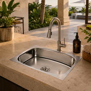 Évier de cuisine ovale en acier inoxydable, moderne, profond, à cuve unique, multifonctionnel - Product Image 5