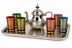 ถาดโมร็อกโก กาน้ำชา และแก้วหลากสีในชุดของขวัญ - Product Image 2