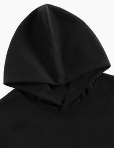 Sudadera con Capucha Negra para Hombre, Corte Regular, Algodón French Terry, Estilo Casual para Otoño, Diseño con Bolsillos, Tejido de Color Sólido - Product Image 4