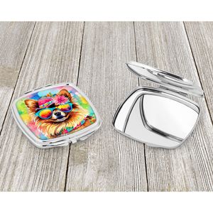 Pomarian Hippie Dawg Compact Pliant Miroir De Maquillage De Poche Portable Voyage Miroir Décoratif Cadeau pour Femmes et Filles - Product Image 3
