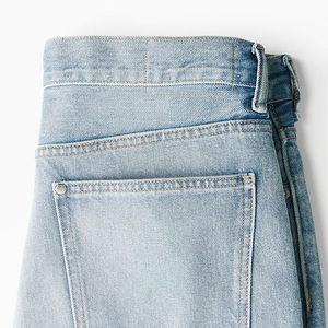 Jeans de Mezclilla de Primera Calidad, Color Azul Claro, Cintura Alta, Corte Recto, para Hombre, Ajuste Holgado, Pierna Ancha, Estilo Vintage, Lavado, de Algodón, Estilo Casual - Product Image 2