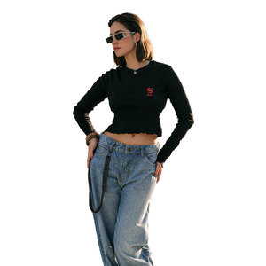 Top Corto para Mujer, Diseño Elegante con Volantes, Material Transpirable y Altamente Elástico, Prenda Esencial para el Guardarropa, Uso Diario - Product Image 4