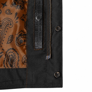 Gilet de motard personnalisé pour homme en cuir véritable gaufré crocodile, gilet de club moto haut de gamme avec doublure cachemire - Product Image 5