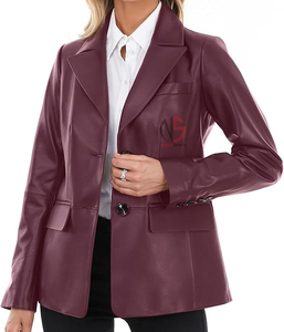Hot Selling <b>Men's</b> Casual Color Leather Open Front Mandarin Collar Waterproof Breathable Winter Work Office <b>Long</b> <b>Jacket</b> New Style - Product Image 6