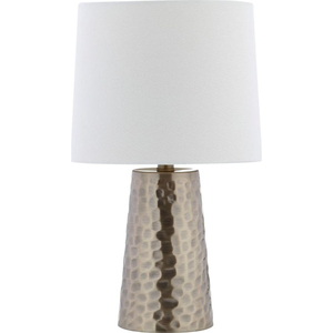 Lámpara de Mesa de Metal Martillado en Latón Antiguo con Pantalla de Tela para Decoración del Hogar, Sala de Estar, Dormitorio, Mesita de Noche, Oficina - Product Image 2