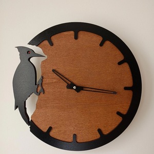 Horloge murale ronde moderne en bois avec motif de hibou, analogique, à quartz, silencieuse, décoration de salon - Product Image 5