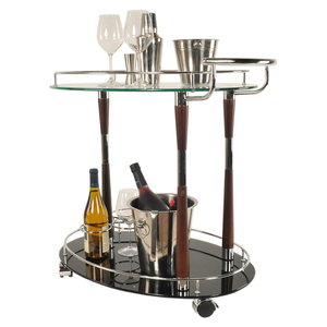 Anne Home - Carrito de Servicio con Detalles Cromados, Carrito Rodante para Sala de Estar, Mueble de Bar Moderno para el Hogar, 75.5Lx47.62Wx69.53H cm - Product Image 4