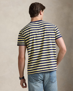 เสื้อยืดลายทางผู้ชายโลโก้แบบกำหนดเอง – ผ้าฝ้าย 100% คุณภาพสูง เนื้อนุ่ม สวมใส่สบาย แขนสั้น เสื้อยืดพื้นฐานสำหรับฤดูร้อน ใส่ได้ทุกวัน - Product Image 4