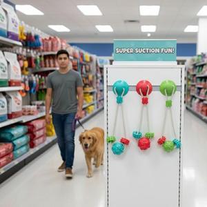 Jouet interactif et de mouvement pour chiens de taille moyenne et grande, résistant aux morsures, à mâcher et anti-stress avec ventouse et balle à tirer - Product Image 3