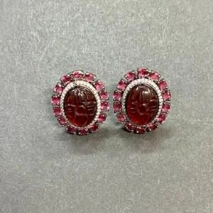 Pendientes de Aro de Piedra Roja al por Mayor, Chapados en Oro, Estilo Vintage, para Novias, Bodas, Fiestas, Regalo Festivo para Mujer - Product Image 2