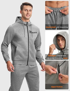 Conjunto Deportivo de 2 Piezas con Capucha para Hombre, 100% Algodón, Ligero, Transpirable, de Secado Rápido, Estampado Informal, Sólido, de Alta Calidad - Product Image 4
