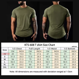 T-shirt de compression pour homme, 95% coton, 5% élasthanne, coupe ajustée, noir uni avec logo personnalisé, motif uni, t-shirt de fitness pour homme - Product Image 3