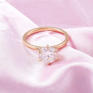 Anillo de Compromiso Clásico con Diamantes, Incrustaciones de Oro Sólido de 10K con Diamante de Laboratorio de Corte Brillante Redondo de 3.5 Quilates, Anillo de Boda para Mujer - Product Image 2