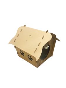 Casa para Mascotas Ecológica Personalizada para Perros y Gatos, Caja Cuadrada Autoensamblable de Cartón Corrugado, Materiales Reciclados, Impresa - Product Image 3