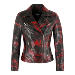 Blouson de motard vintage personnalisé en cuir Napa véritable ciré pour femme avec fermetures éclair YKK, blouson de moto matelassé en cuir – Fournisseur en gros - Product Image 1