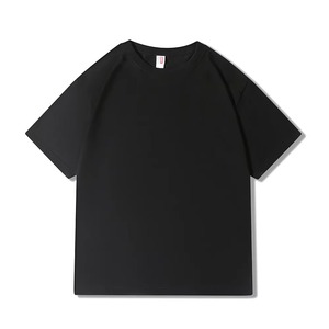 เสื้อยืดคอกลมแขนสั้นผู้ชายสีดำ ผ้าฝ้าย 100% ทรงปกติ สวมใส่สบาย ผ้าเจอร์ซีย์ถักแบบเรียบ ย้อมสีพื้น ขายดี - Product Image 4