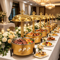 Hochzeits-Hotel Edelstahl Gold 8L Brennstoffheizung Buffet-Catering-Wärmer Bankett-Hängedeckel