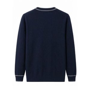 Custom Durable Comfortable <b>Sweaters</b> Long Sleeve Contrast Trim Slim V Neck Merino Wool Feel Navy Formal Hot Sale <b>Sweaters</b> - Product Image 2