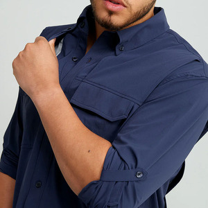 Camisa de Vestir Personalizada para Hombre, Primavera/Verano, Lisa, Casual, con Protección UV, Cierre de un Botón, Popelina, Antiarrugas, Antidesgarro - Product Image 3