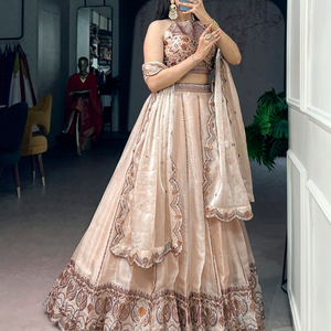 Designer Spider Crush Sequins and Thread Embroidered Lehenga Choli with Dupatta | Wedding Party Wear Festive Lehenga - Product Image 2