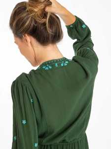 Vestido Midi Chic Boho Chic para Mujer, Hermoso Vestido de Playa con Detalles Bordados, Borde Festoneado, Lentejuelas Delicadas, Natural - Product Image 3