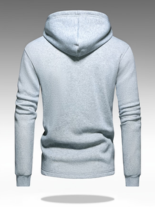 Mens Hooded Sweatshirt 100% Cotton Fleece Knitted Solid Color Casual Autumn Wear Pockets Regular Fit Heat Transfer Printed - Product Image 4