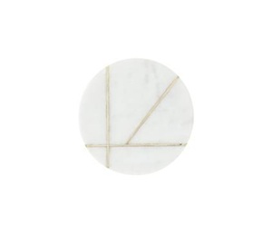 Modern Round Stone Coaster With Gold Lines <b>Table</b> <b>Mat</b> For Tea Cup Decor - Product Image 1