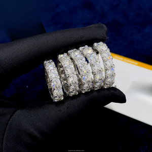 Fashion Design 925 <b>Silver</b> Iced Out Moissanite Diamond <b>Mens</b> Cuban Diamond 18K Gold Plated <b>Ring</b> <b>For</b> Hiphop Life Jewelry Band Vendo - Product Image 6