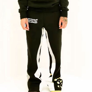 Ensemble de survêtement unisexe noir à capuche coupe-vent 2-en-1, sweat-shirt et pantalon de jogging en coton, style streetwear, taille élastique, automne - Product Image 4