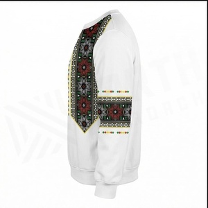 Sweat-shirt blanc à col rond pour homme avec imprimé croix dorée et motifs ethniques, coupe classique, pull tricoté, vêtement décontracté pour l'automne - Product Image 3
