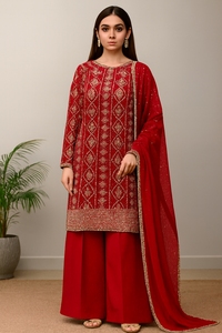 Robe traditionnelle élégante pour femmes, en soie Farshi, Salwar Kameez, avec broderie perlée, pour les occasions de mariage, produit très vendu - Product Image 3