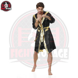 Batas de Boxeo Negras de Satén para Hombre, Producto de la Mejor Calidad, Bata de Boxeador para Adultos con Cinturón, Túnica de Entrada para Boxeo - Product Image 3