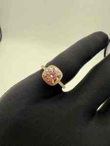 Designer Vintage 8CT Pink Lab Grown <b>Diamond</b> <b>Ring</b> VS1 IGI Certified 14K Yellow Gold Rhodium Plated Women's Engagement Fine - Product Image 4