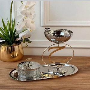 Juego de quemador de incienso metálico reutilizable con tapa y bandeja a juego para aromaterapia, decoración de mesa para el hogar, Ramadán, quemador de Bakhoor. - Product Image 5