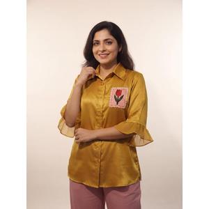 Camisa de Mujer de Corte Holgado, Color Sólido, con Cuello y Mangas Largas para Comodidad Diaria, Compre Directamente del Proveedor - Product Image 1
