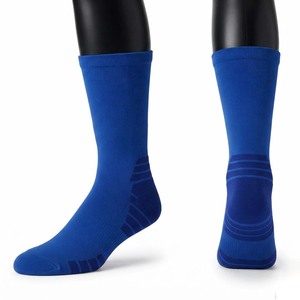 Premium Cotton Polyester Woven <b>Scrub</b> Socks 180 GSM Royal <b>Blue</b> Crew Length Unisex with Ribbed Support Custom Logo Printing - Product Image 1