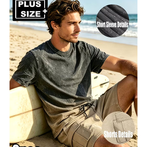 Men 2 Piece Outfit Manufacturer Cotton T Shirt Cargo Shorts Summer Casual OEM ODM <b>Bulk</b> Wholesale - Product Image 5