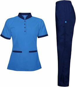 Uniforme de femme de chambre, uniforme de ménagère, ensemble de tenue de nettoyante, col chinois, unisexe - Product Image 2