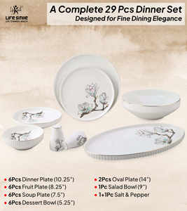 Service de table de luxe haut de gamme en porcelaine fine, 29 pièces, avec une élégance florale raffinée - Product Image 2