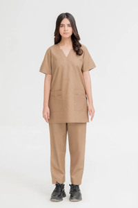 Ensemble de blouses médicales unisexe EVERGLOW noir à col en V en coton et élasthanne, uniformes d'hôpital, pantalons de détection d'aiguilles pour médecins, thermocollés sans coutures - Product Image 5