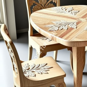 Luxury Handcrafted Solid Wood 4 Seater Dining <b>Table</b> Set Premium <b>Walnut</b> Finish Rectangular <b>Table</b> Set - Product Image 2