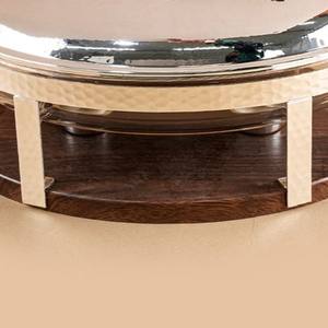 ถาดอุ่นอาหารบุฟเฟ่ต์ทรงรีพรีเมียม สแตนเลสสตีล พร้อมขาตั้งไม้ ลายตอกแบบมืออาชีพ สำหรับโรงแรมและงานจัดเลี้ยง - Product Image 6