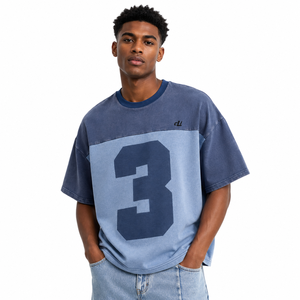 Chemises pour hommes en jersey de coton 300 GSM, coupe oversize, imprimées DTG avec motif graphique personnalisé, couleur délavée vintage, impression tonale, vente en gros, OEM ODM - Product Image 1