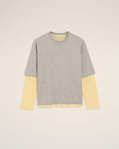 Camiseta Extra Grande Personalizada para Hombre, Color Gris con Mangas en Contraste Amarillo, Tejido de Algodón, Cuello Redondo, Estilo Casual, 100% Algodón, Colección de Verano - Product Image 5