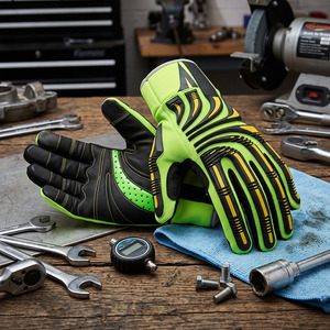 Guantes de Seguridad Industriales Antivibración, Guantes de Cuero para Mecánicos con Resistencia a Impactos y Calor, Protección Contra Cortes - Product Image 6