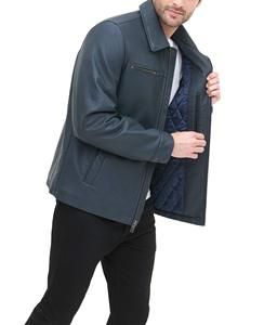 <b>Men's</b> Casual Winter Streetwear Faux Leather Jacket with Waterproof Hood Zipper Closure Comfort Fit jacket for <b>men</b> - Product Image 4