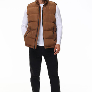 Chaleco Acolchado sin Mangas para Hombre, Ropa de Abrigo Ligera para Otoño, Chaleco Acolchado Informal con Cierre para Exteriores, Color Marrón - Product Image 3