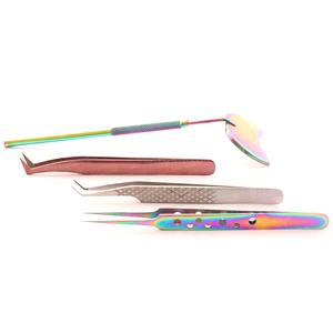 Pinzas Profesionales para Pestañas de Acero Inoxidable con Diseño de Orificio y Espejo en Forma de Manzana para Pestañas Individuales, Clásicas y de Volumen - Product Image 1