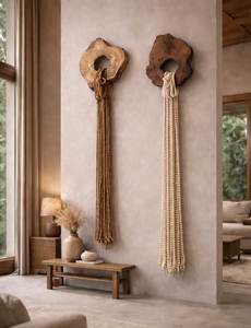 Décoration murale moderne en perles de bois faites à la main, style macramé, perles de bois naturelles, amovible, écologique, pour salon, Diwali - Product Image 4