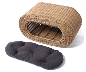Artex HaiNam Rattan Cat Bed Cave Oval Indoor All Seasons Breathable Minimalist Design Removable Washable Black <b>Cushion</b> - Product Image 5